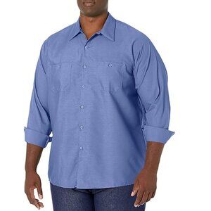 Red Kap Men's Size Industrial Work Shirt, Regular Fit, Long Sleeve, 5XL-TALL